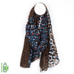 Blue & Tan mixed Leopard Print Recycled Scarf by Peace of Mind